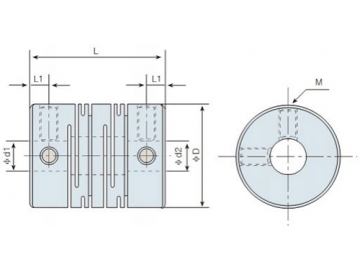 LK1-1 フレキシブルカップリング – ビームタイプ – セットスクリュータイプ
