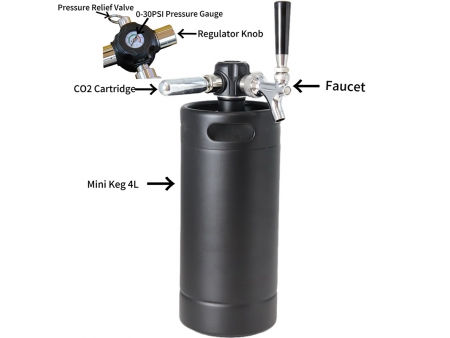 4L CO2ディスペンスヘッド付き4Lシングルウォール樽