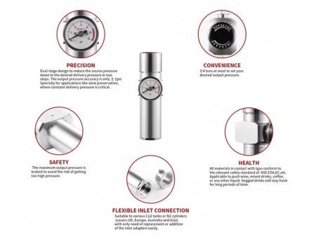 BP04調整可能デュアルステージ炭酸ガス調節器（研究室、ワイン保存、害虫駆除、溶接用）