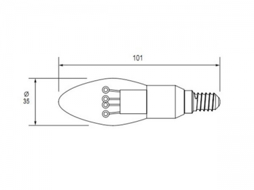 E14 銀色口金付きLEDキャンドルライト