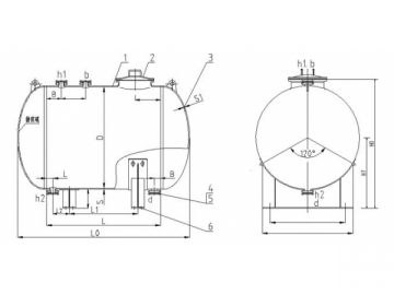 <strong>グラスライニング製貯槽</strong><small>（横型、クローズタイプ）</small>